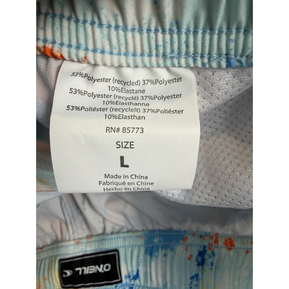 O'Neill Board Shorts Mens Large Blue Orange Print Surf Swim Trunks Pockets